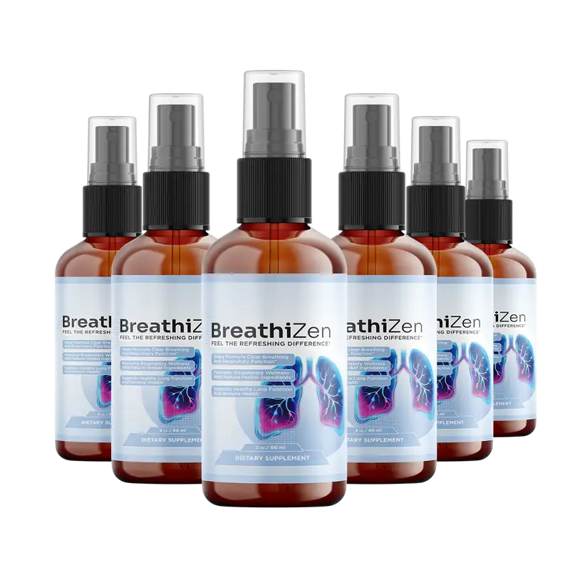 Six bottles of BreathiZen herbal lung support spray, 180-day supply